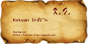 Kotvan Irén névjegykártya